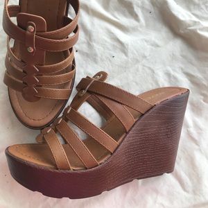 Brown Soda Wedge Sandals